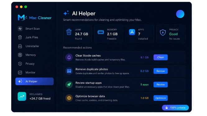 Mac Cleaner — AI Helper recommendations